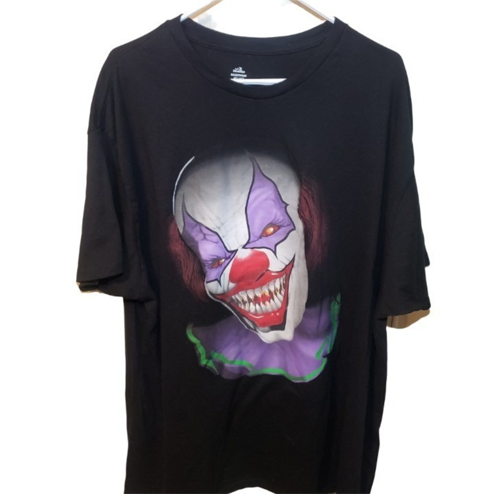 Way to Celebrate Halloween Mens 3XL Evil Clown Graphic T-Shirt Black Horror Tee